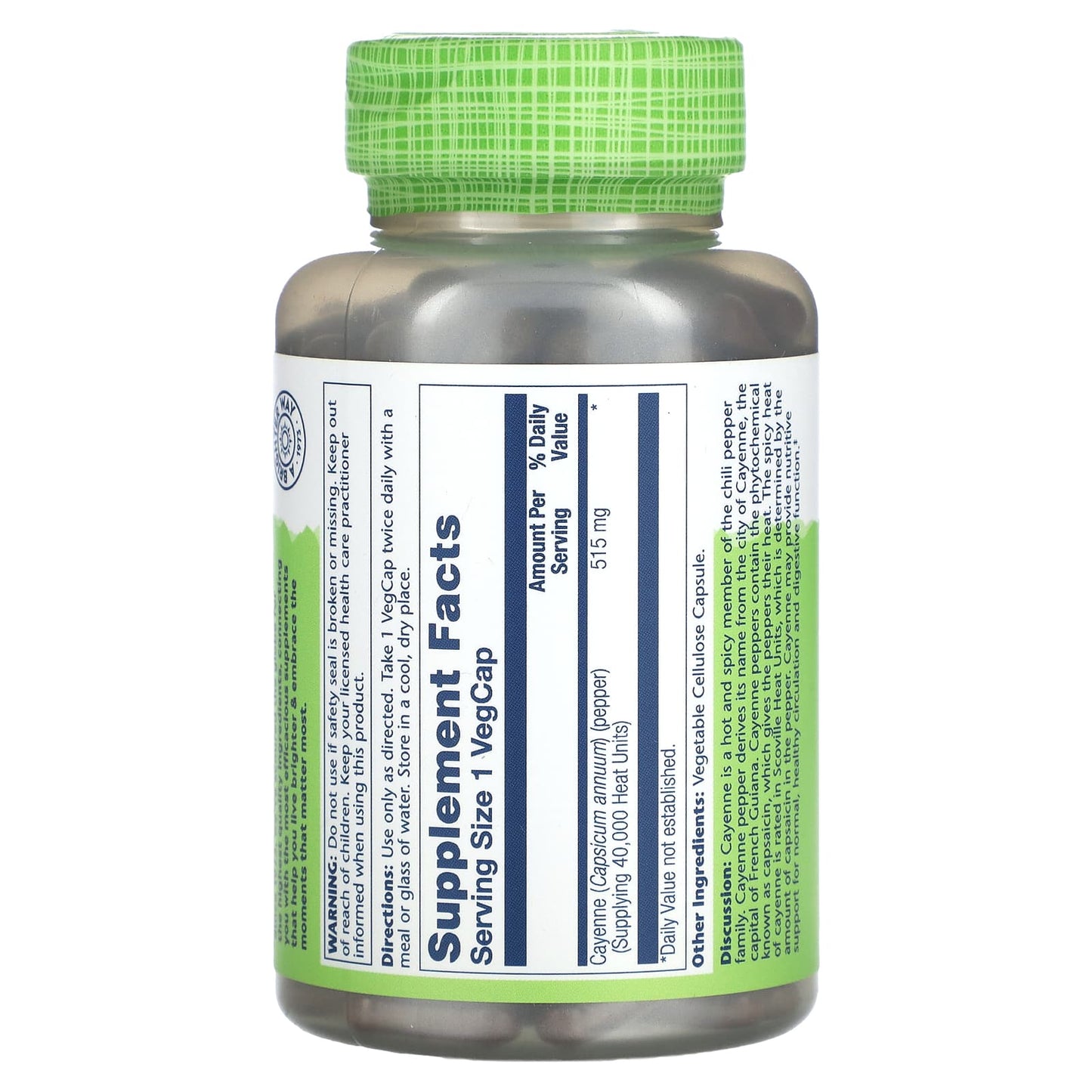 Solaray, True Herbs, Cayenne, 515 mg, 180 VegCaps - Image 2