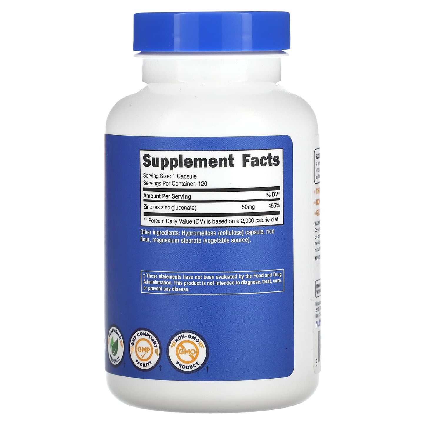 Nutricost, Zinc Gluconate, 50 mg, 120 Capsules - Image 2