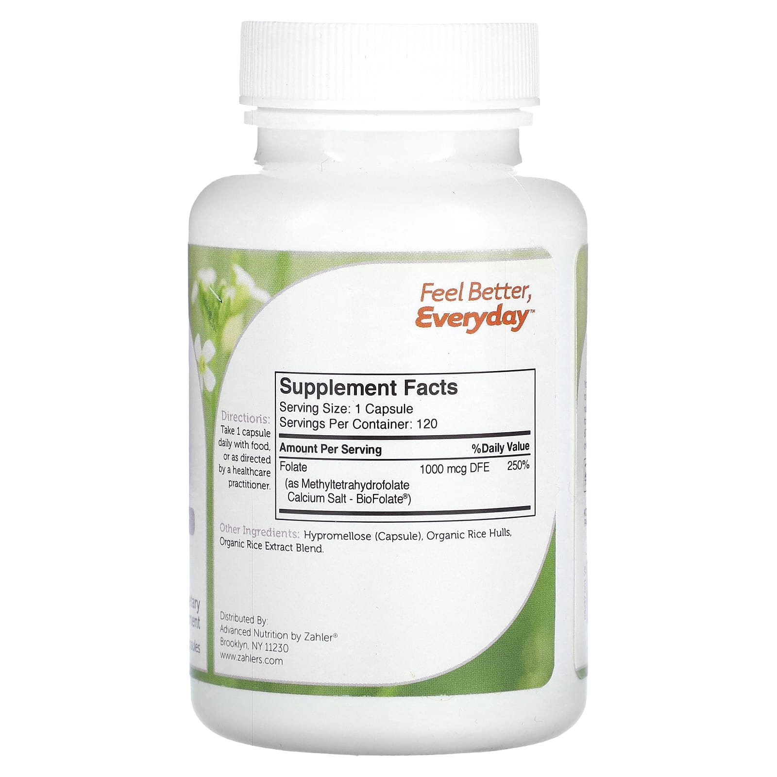 Zahler, Methylfolate, Stable & Active Folate, Supports Healthy Fetal Development, 120 Capsules (1,000 mcg DFE per Capsule) - Image 2