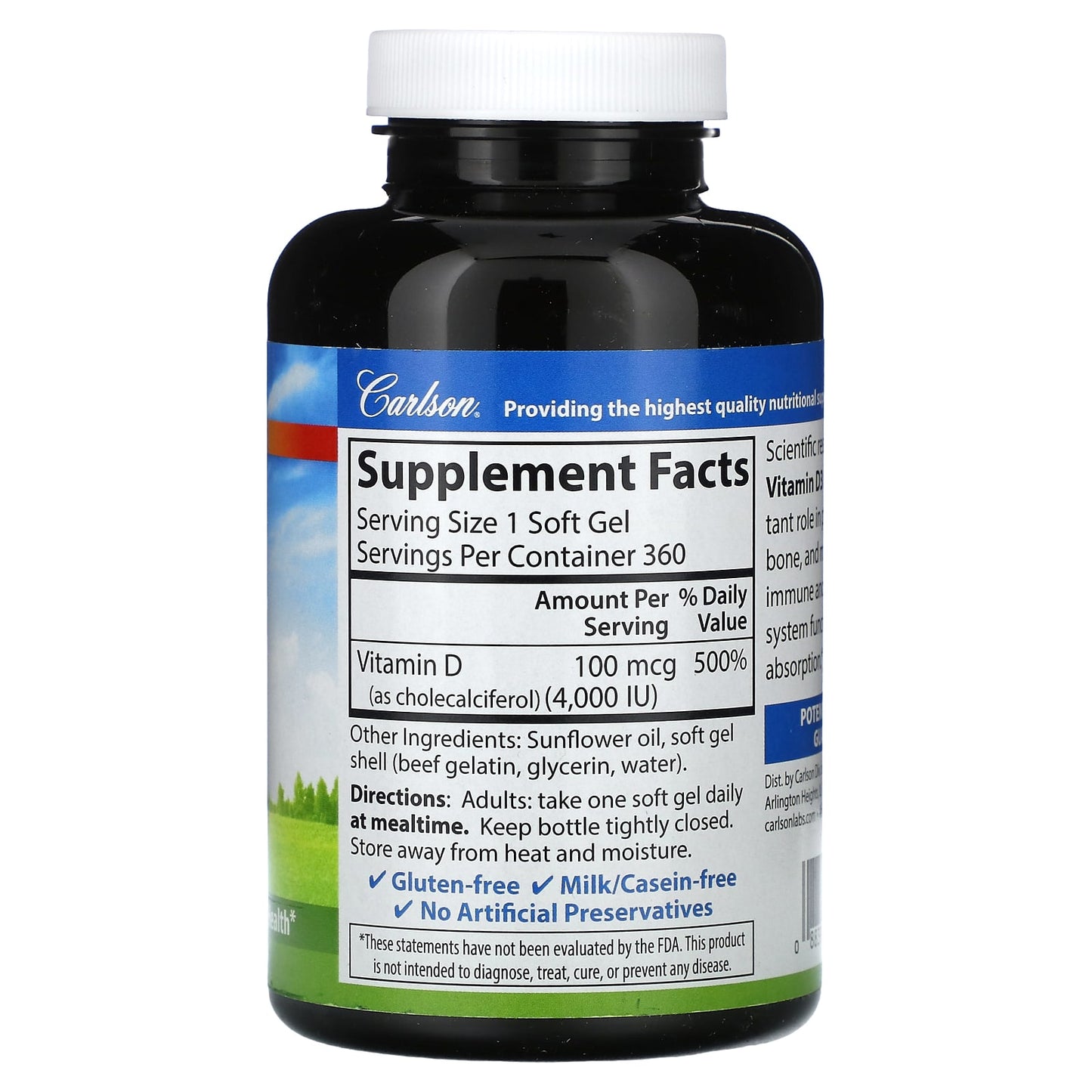 Vitamin D3 Supplement for Immune Function & Bone Health by Carlson - Image 2