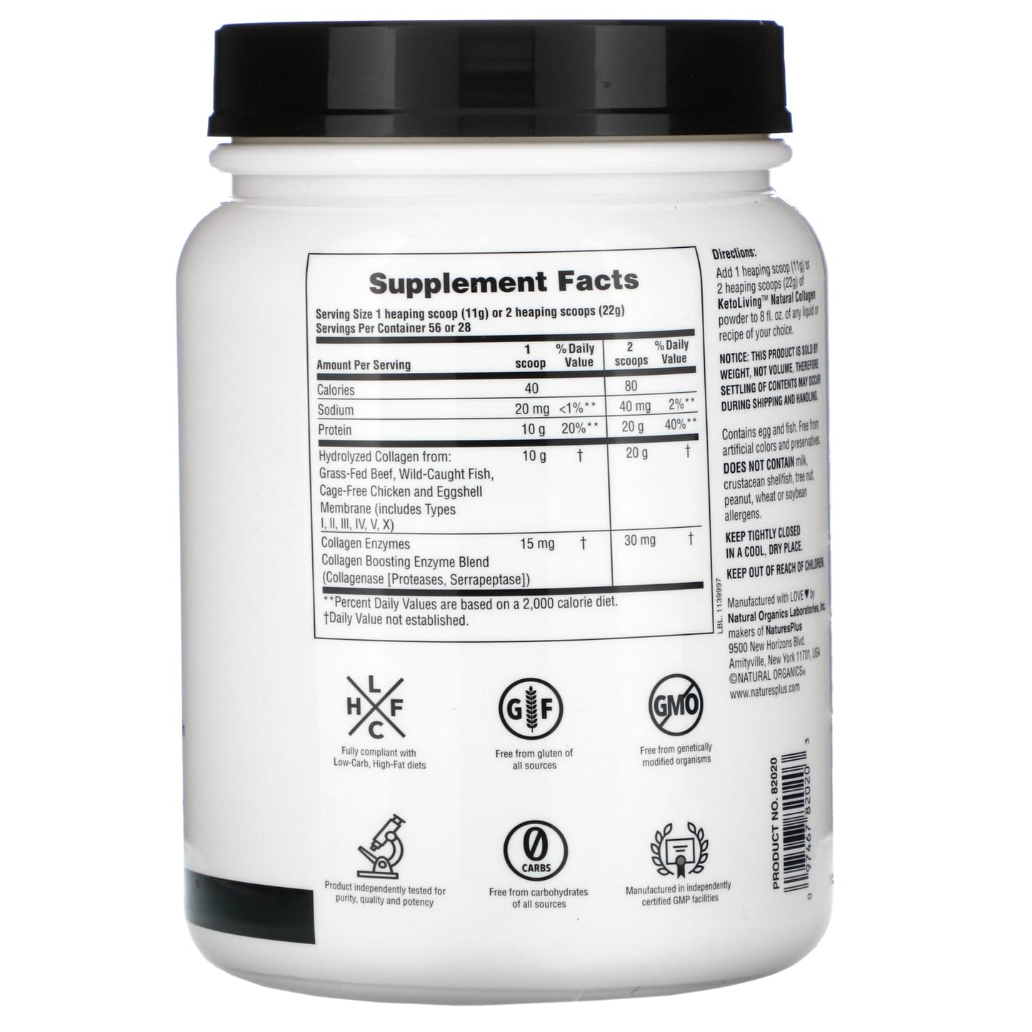 NaturesPlus, KetoLiving™, Natural Collagen, 1.36 lbs (616 g)
