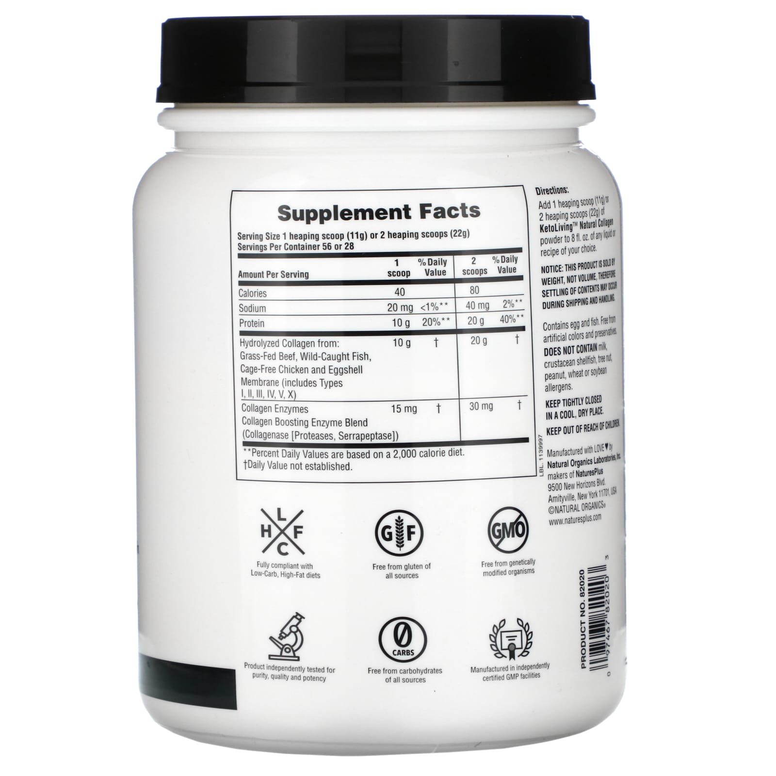 NaturesPlus, KetoLiving™, Natural Collagen, 1.36 lbs (616 g)