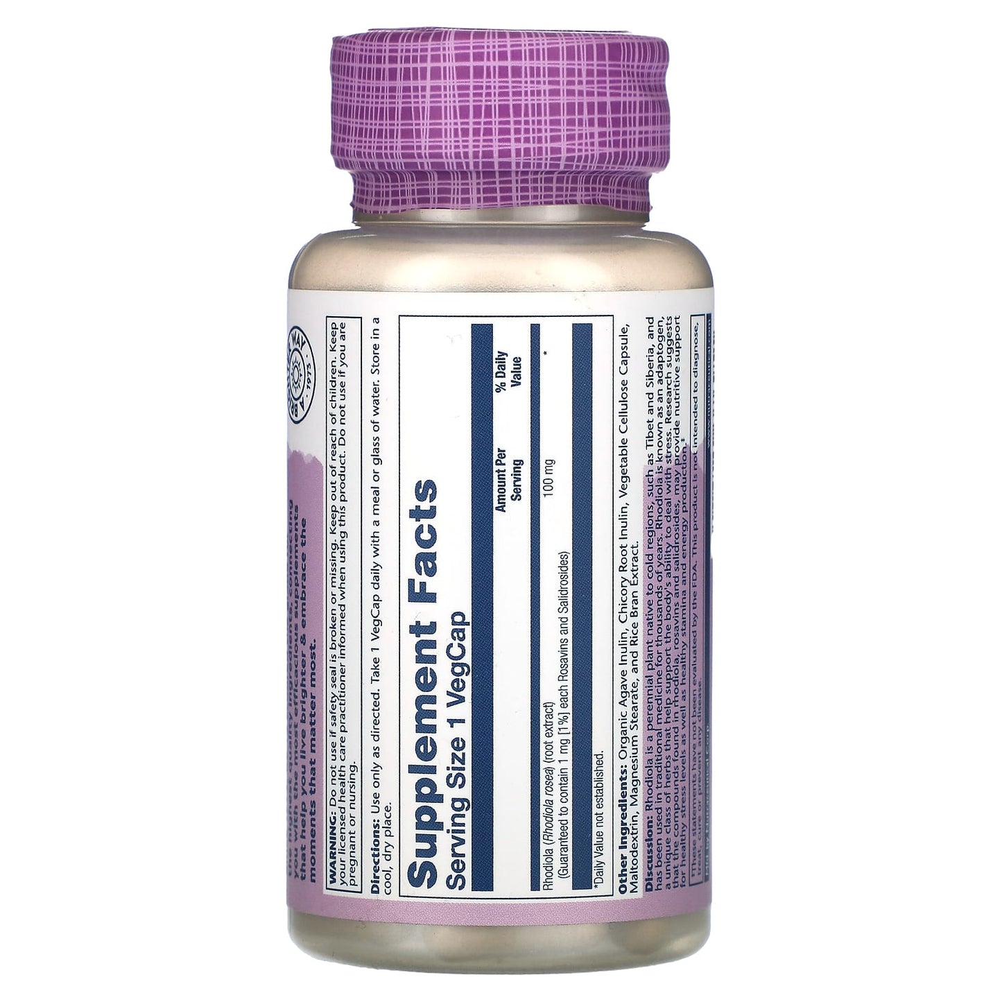 Solaray, Vital Extracts, Rhodiola, 100 mg, 30 VegCaps - Image 2