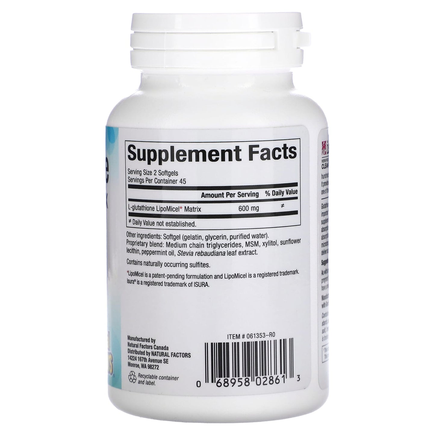 Natural Factors, Glutathione LipoMicel Matrix, 300 mg, 90 Softgels - Image 2