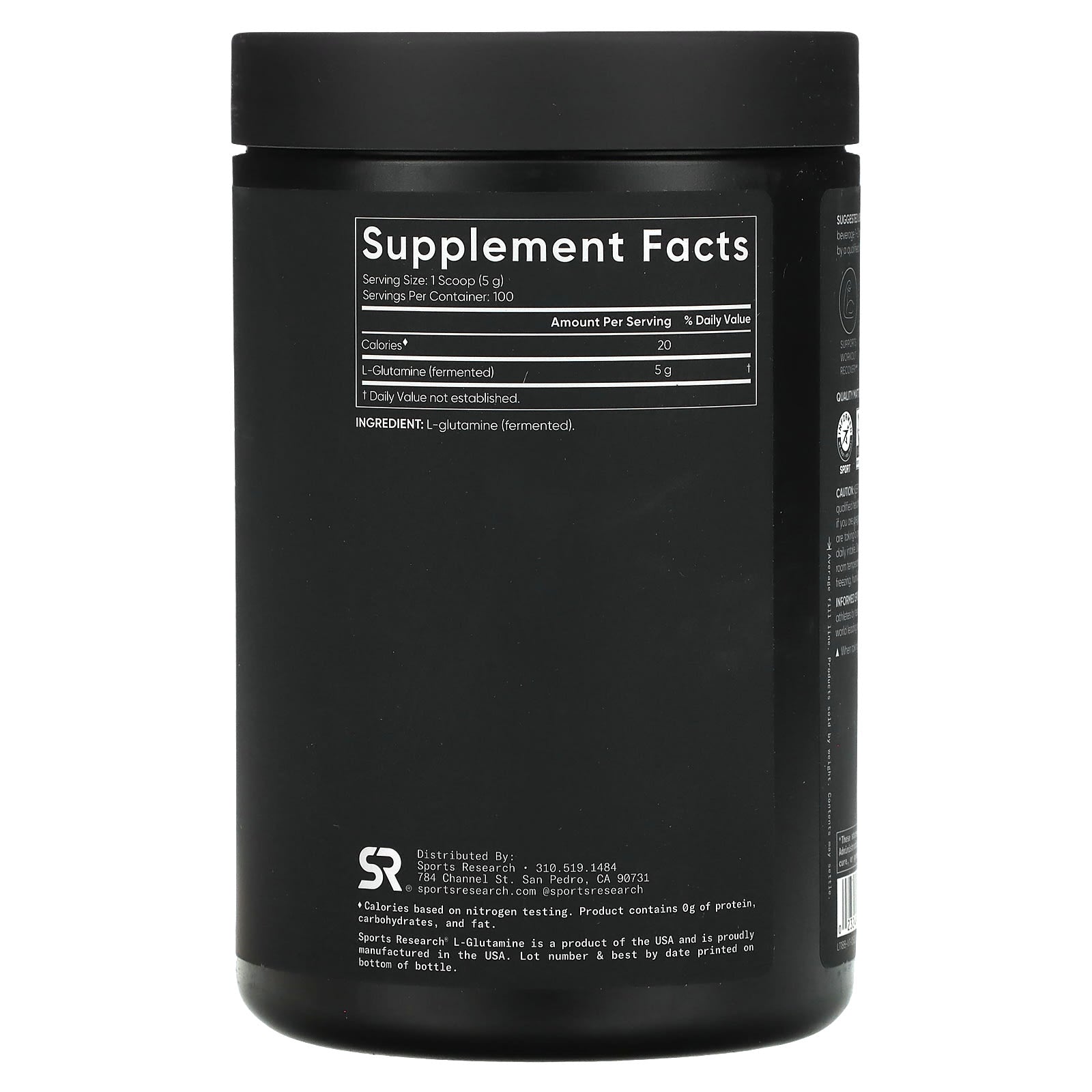 Sports Research, L-Glutamine, Unflavored, 1.1 lbs (500 g) - Image 2