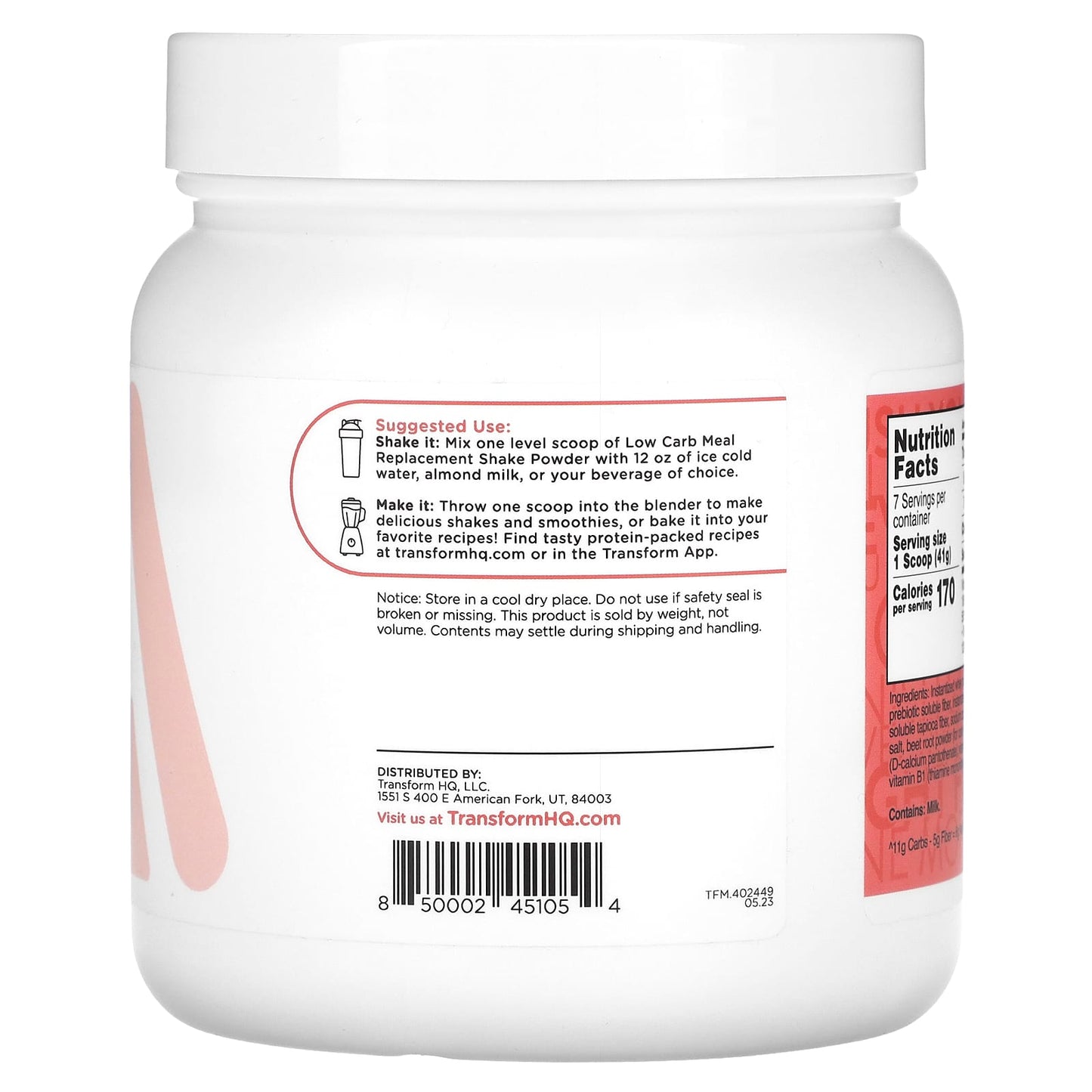 TransformHQ, Meal Replacement, All-In-One Shake, Strawberries & Cream, 10.3 oz (287 g) - Image 2