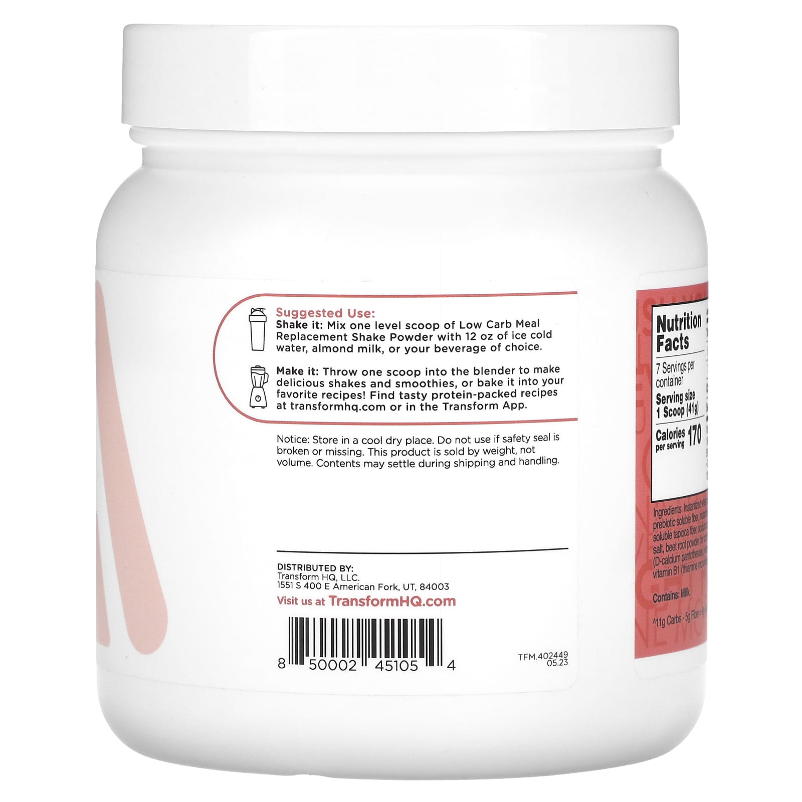 TransformHQ, Meal Replacement, All-In-One Shake, Strawberries & Cream, 10.3 oz (287 g) - Image 2