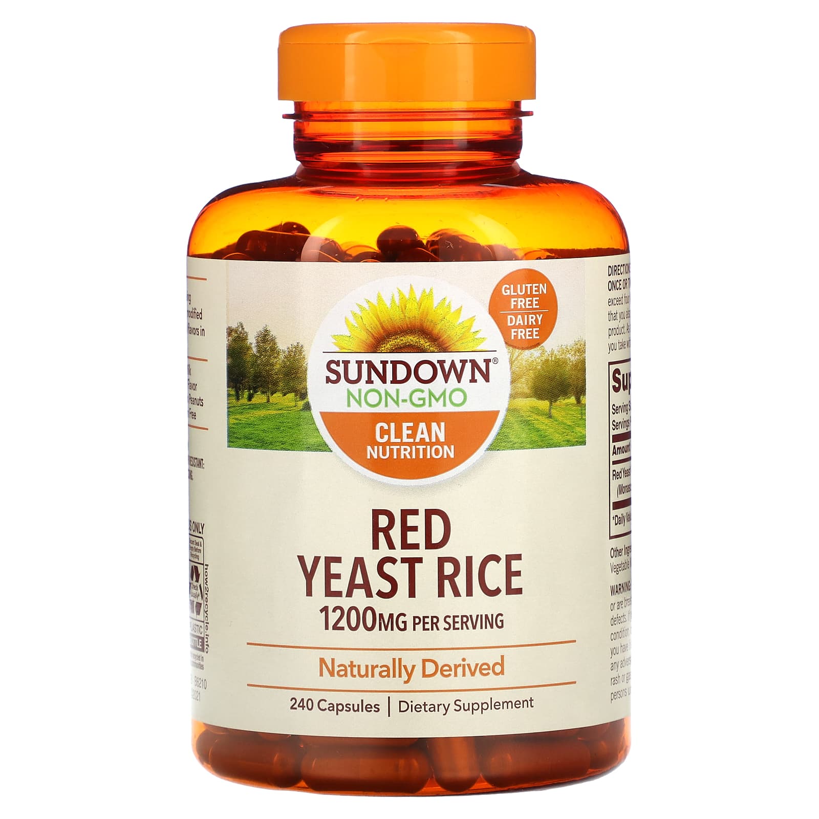 Sundown Naturals, Red Yeast Rice, 1,200 mg, 240 Capsules (600 mg per Capsule) - Image 1