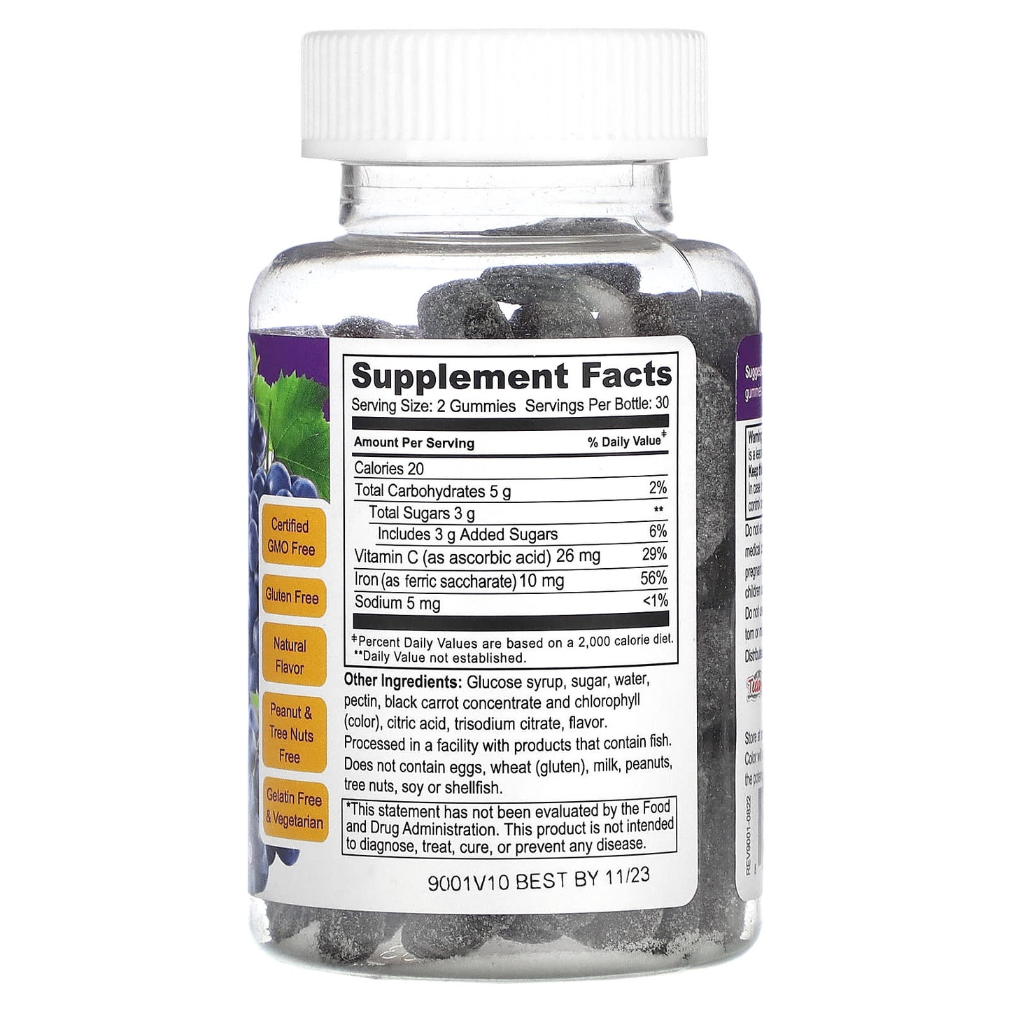 Doctor's Finest Iron Gummies with Vitamin C - Grape Flavor, 60 Count - Image 2