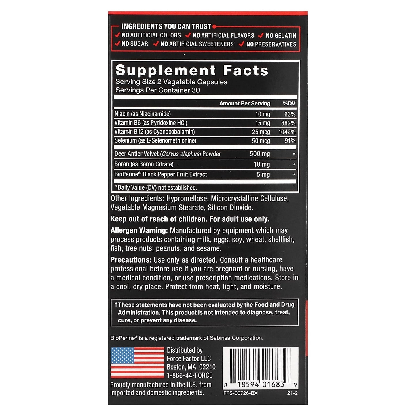Deer Antler Velvet (IGF-1) Testosterone Booster Capsules | Force Factor - Image 2