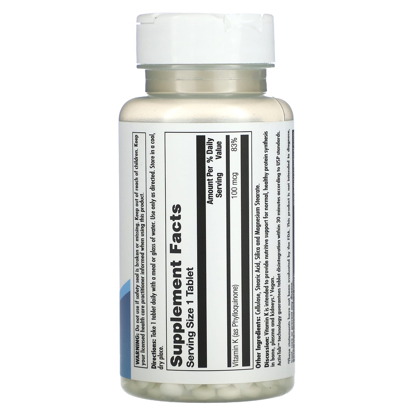 KAL Vitamin K 100mcg - 100 Tablets for Bone & Cardiovascular Support - Image 2