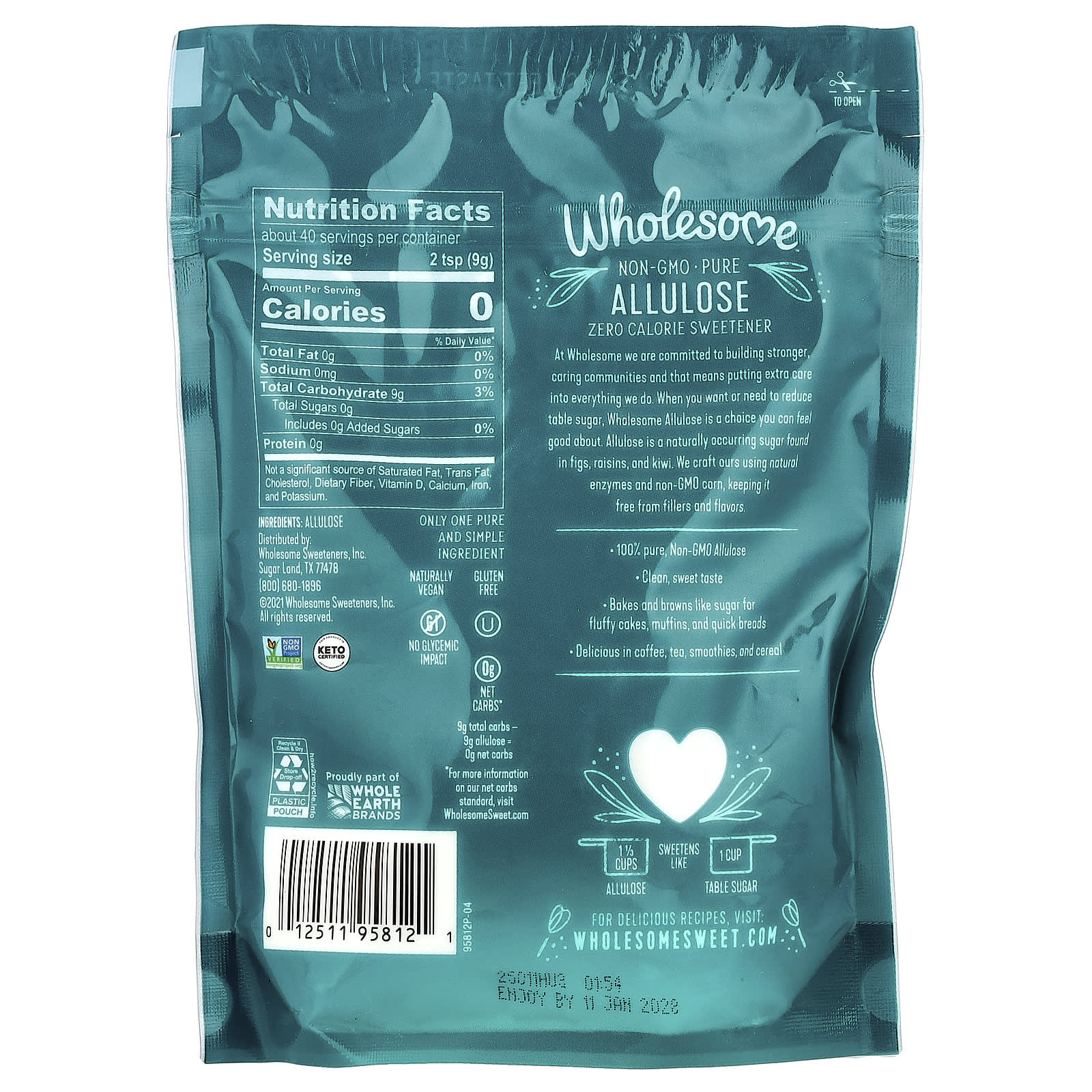 Wholesome Sweeteners, Allulose, Zero Calorie Sweetener, 12 oz (340 g) - Image 2