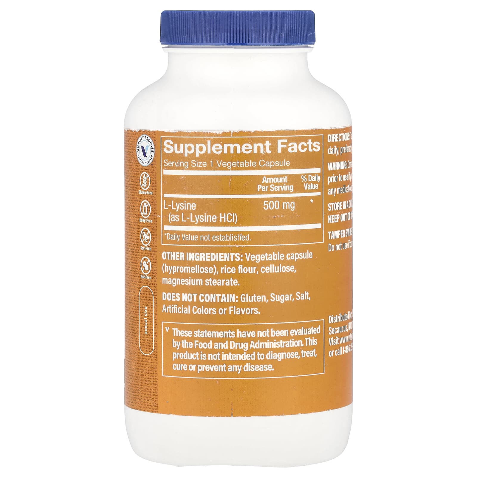 The Vitamin Shoppe, L-Lysine, 500 mg, 300 Vegetable Capsules - Image 2