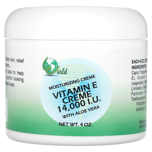 World Organic, Vitamin E Creme with Aloe Vera, Fragrance Free, 4 oz - Image 1