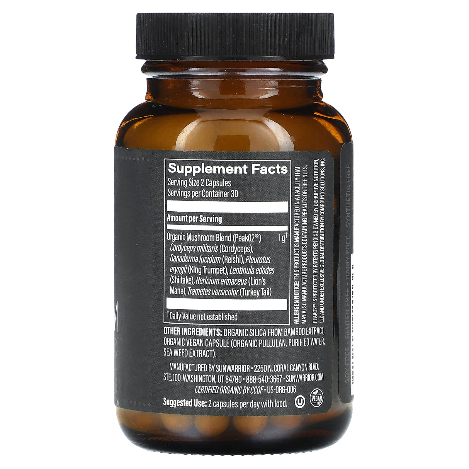 Sunwarrior, Mushroom Blend, 60 Vegan Capsules - Image 2