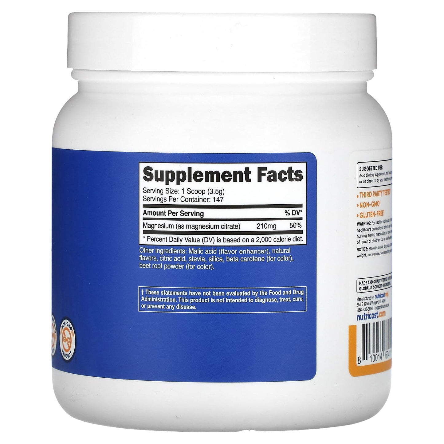 Nutricost, Magnesium Citrate, Peach Mango, 17.9 oz (500 g) - Image 2