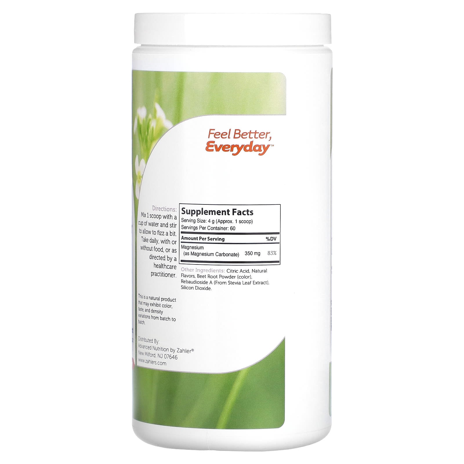 Zahler, Magnesium Powder, Raspberry-Lemon, 350 mg, 8.5 oz (240 g) - Image 2