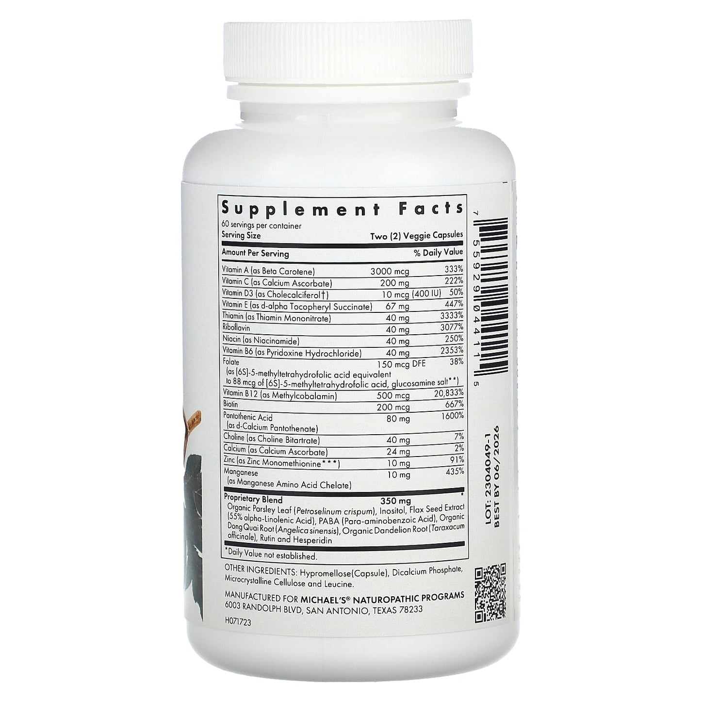 Michael's Health, Teen Girls Multivitamin, 120 Vegetarian Capsules - Image 2