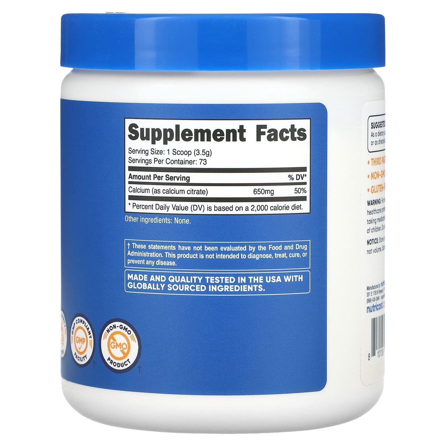 Nutricost, Calcium Citrate, Unflavored, 8.9 oz (250 g) - Image 2