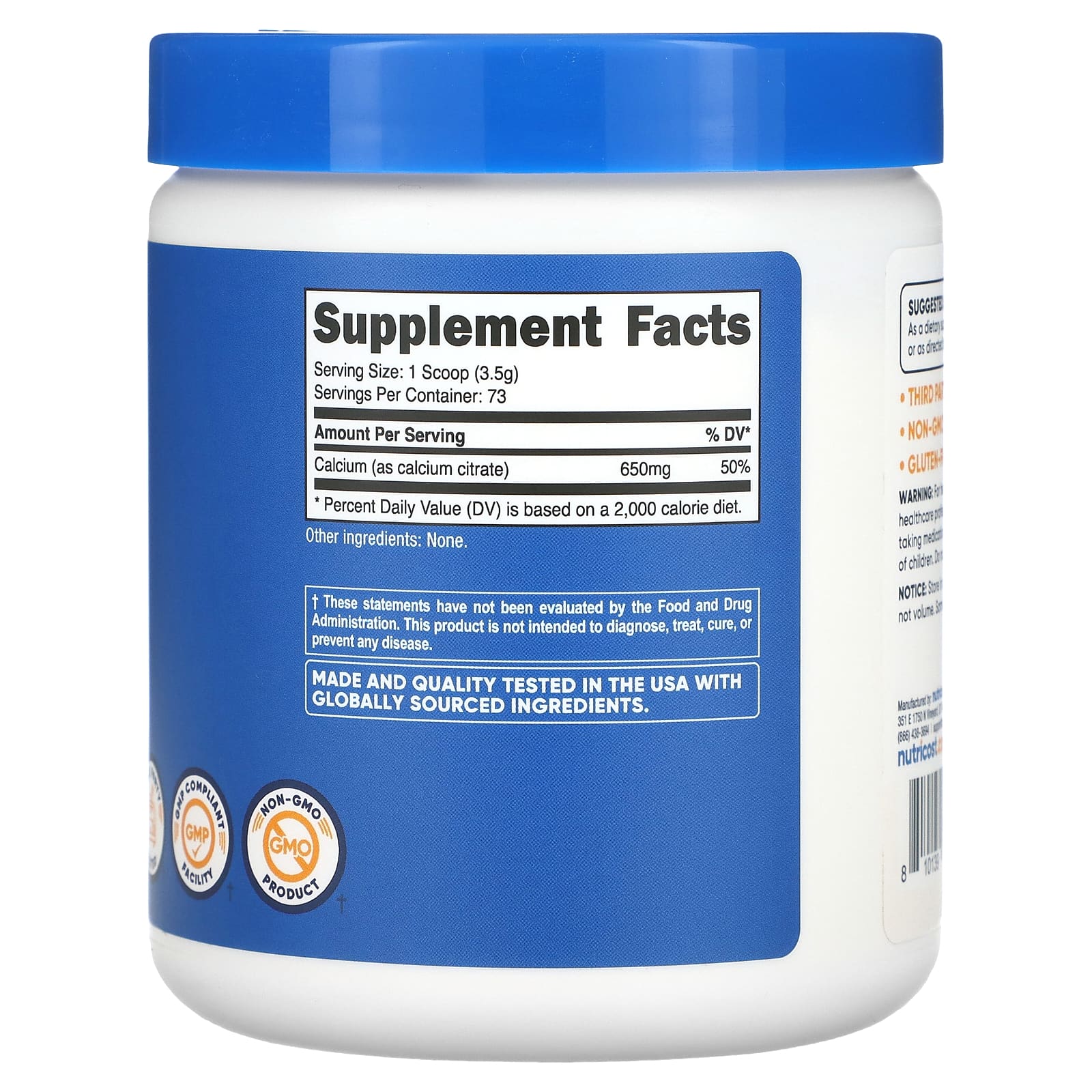 Nutricost, Calcium Citrate, Unflavored, 8.9 oz (250 g) - Image 2