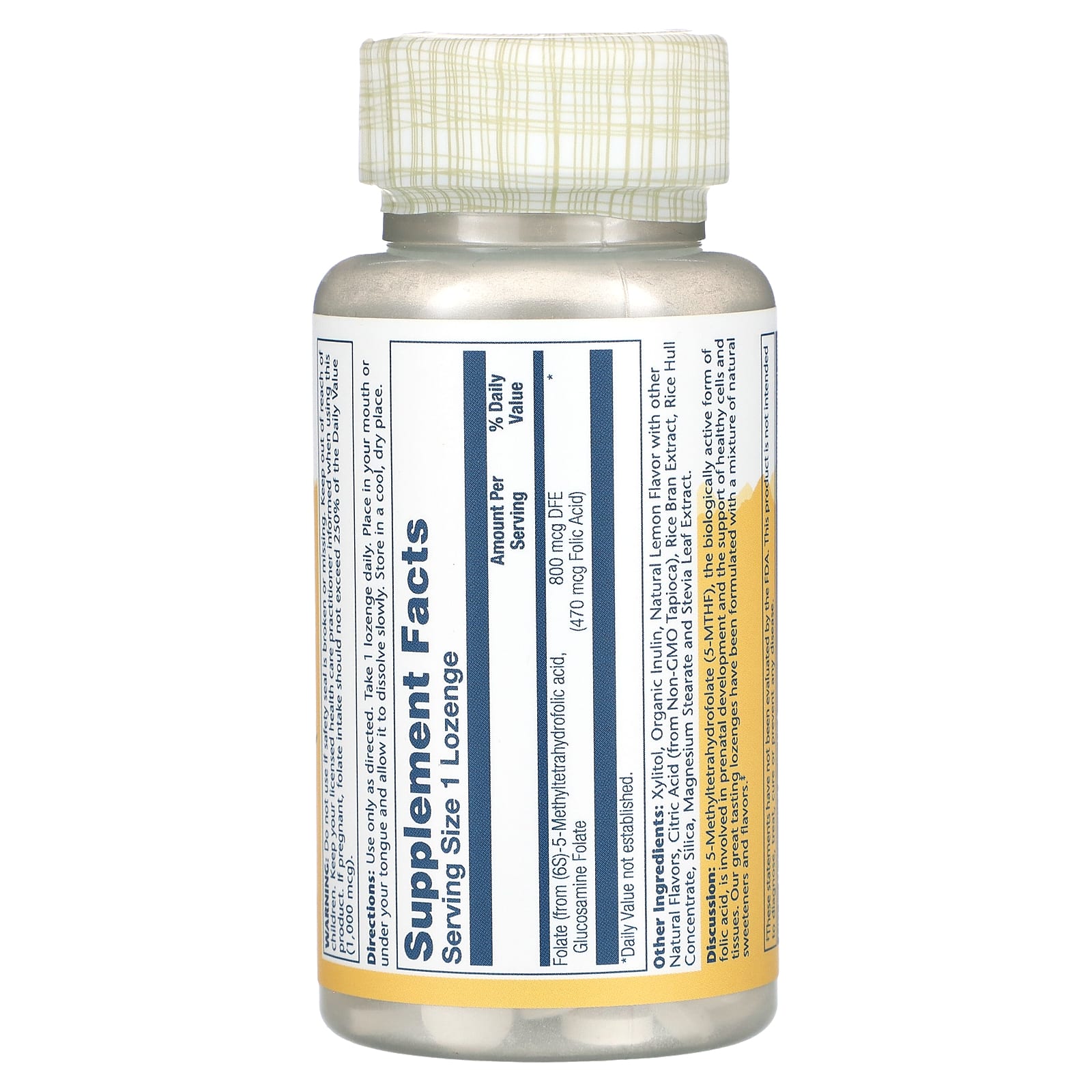 Solaray, Methyl Folate, Lemon, 800 mcg, 60 Lozenges