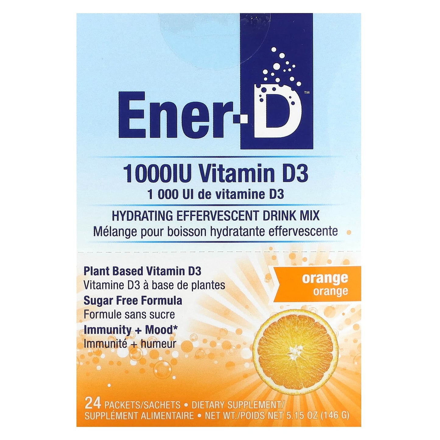 Ener-C Vitamin D3 Hydrating Drink Mix (24 Packets) - Sugar Free & Vegan - Image 1