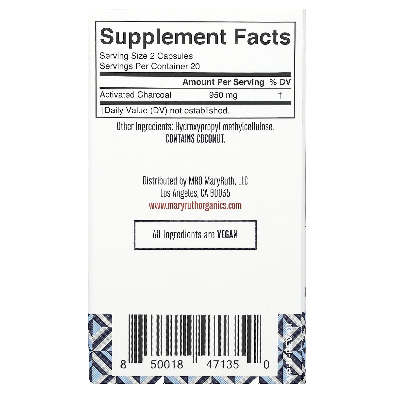 MaryRuth's, Activated Charcoal Capsules, 40 Capsules (475 mg per Capsule) - Image 2