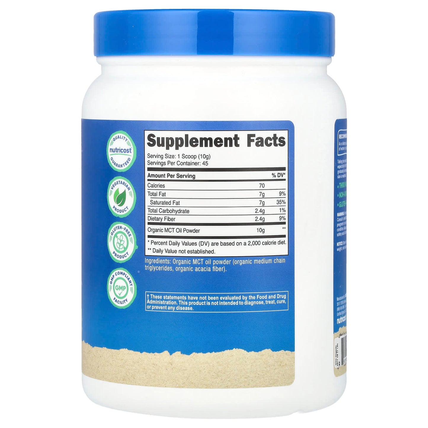 Nutricost, Organic MCT Oil Powder, Unflavored, 16.2 oz (454 g) - Image 2