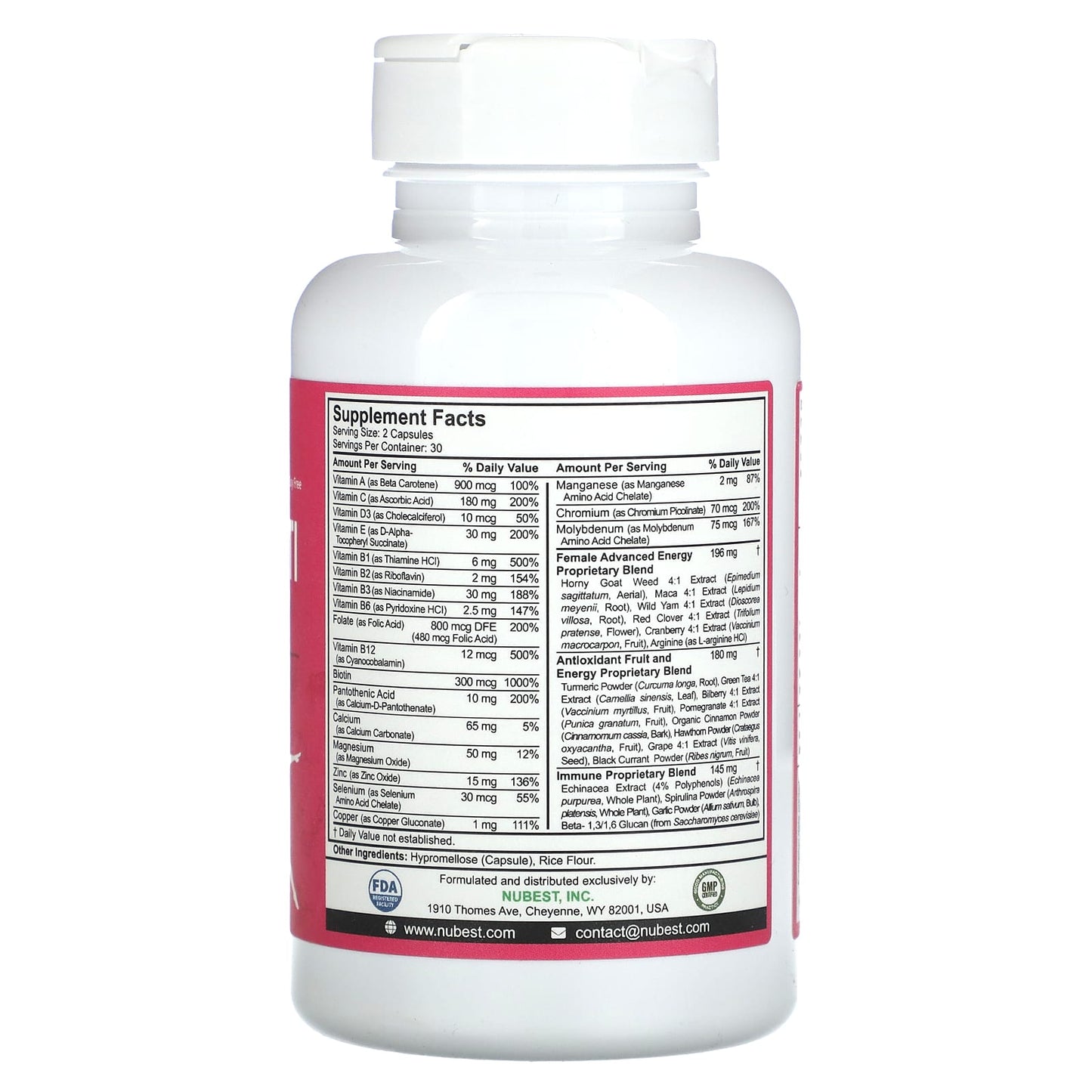 NuBest, Premium Women's Multi, 60 Vegetarian Capsules - Image 2