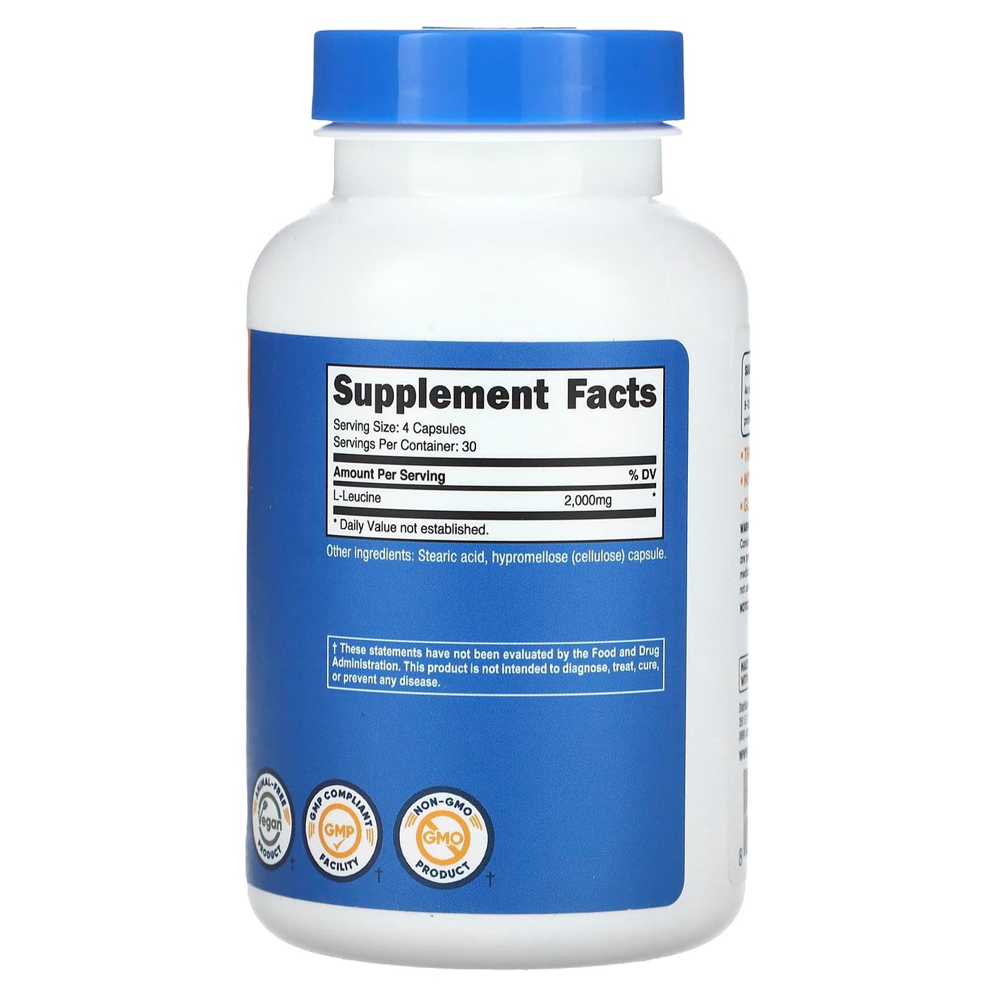 Nutricost, L-Leucine, 120 Capsules (500 mg per Capsule) - Image 2