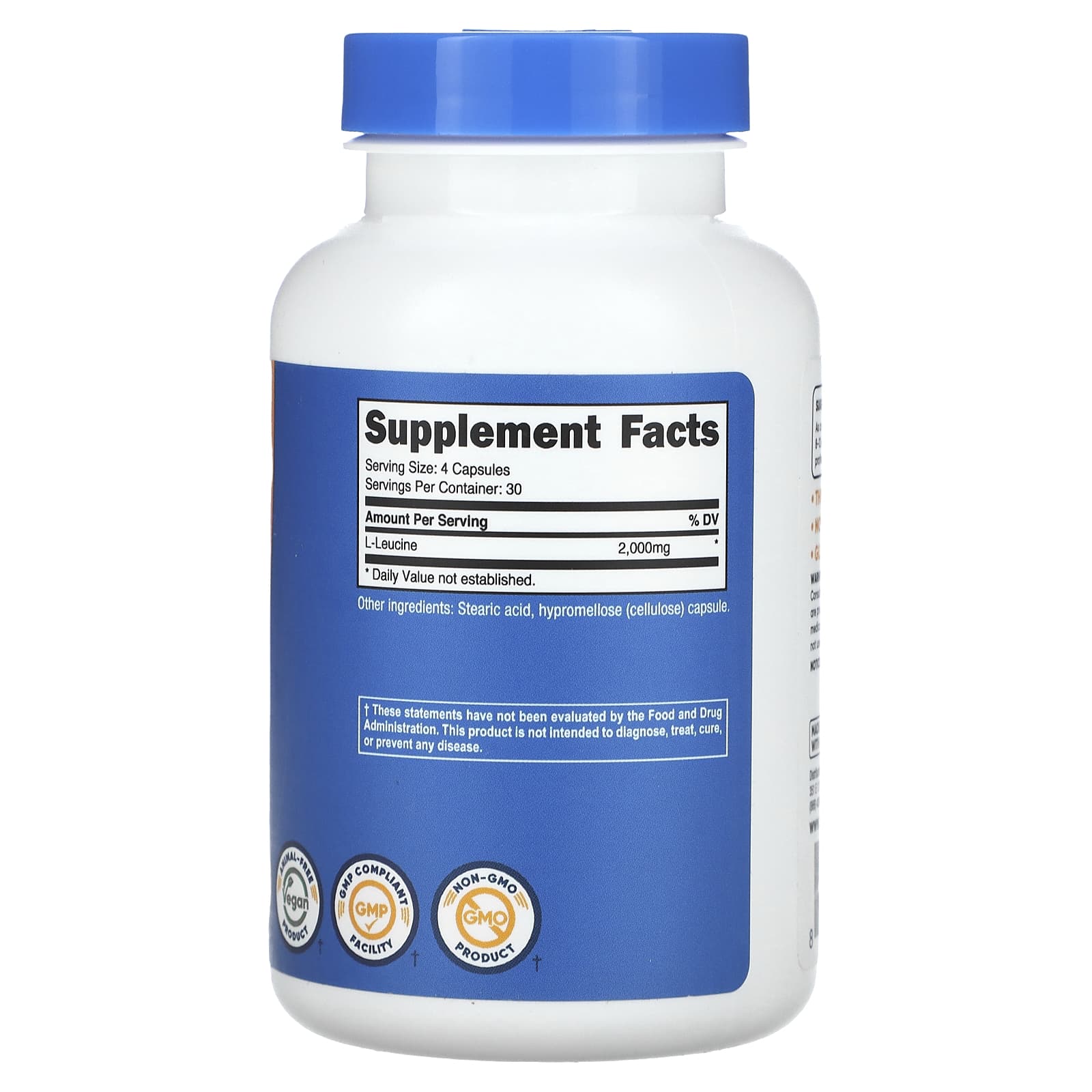 Nutricost, L-Leucine, 120 Capsules (500 mg per Capsule) - Image 2