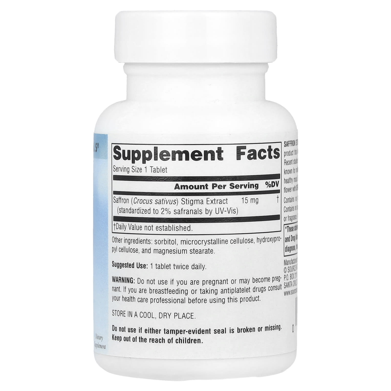 Source Naturals, Serene Science®, Saffron Extract, 15 mg, 60 Tablets - Image 2