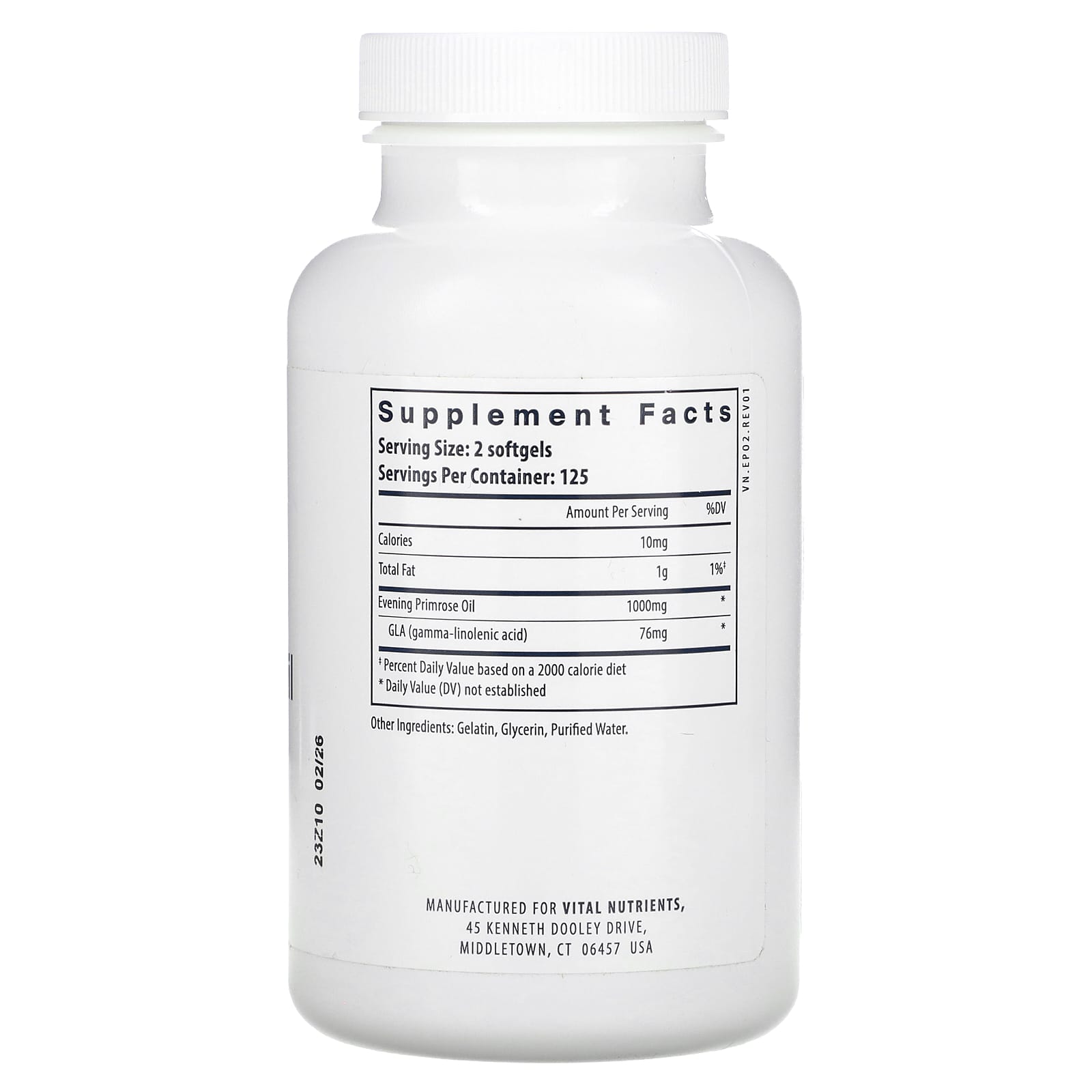 Vital Nutrients, Evening Primrose Oil, 250 Softgels - Image 2