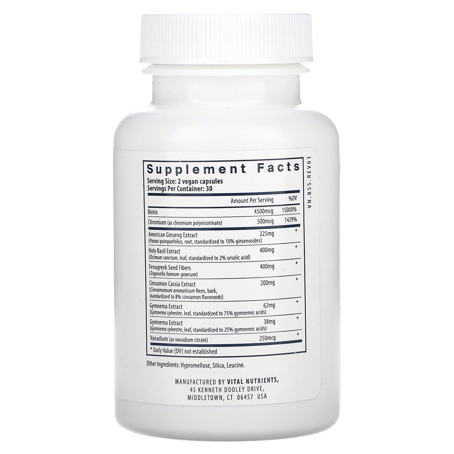 Vital Nutrients, Blood Sugar Support, 60 Vegan Capsules - Image 2