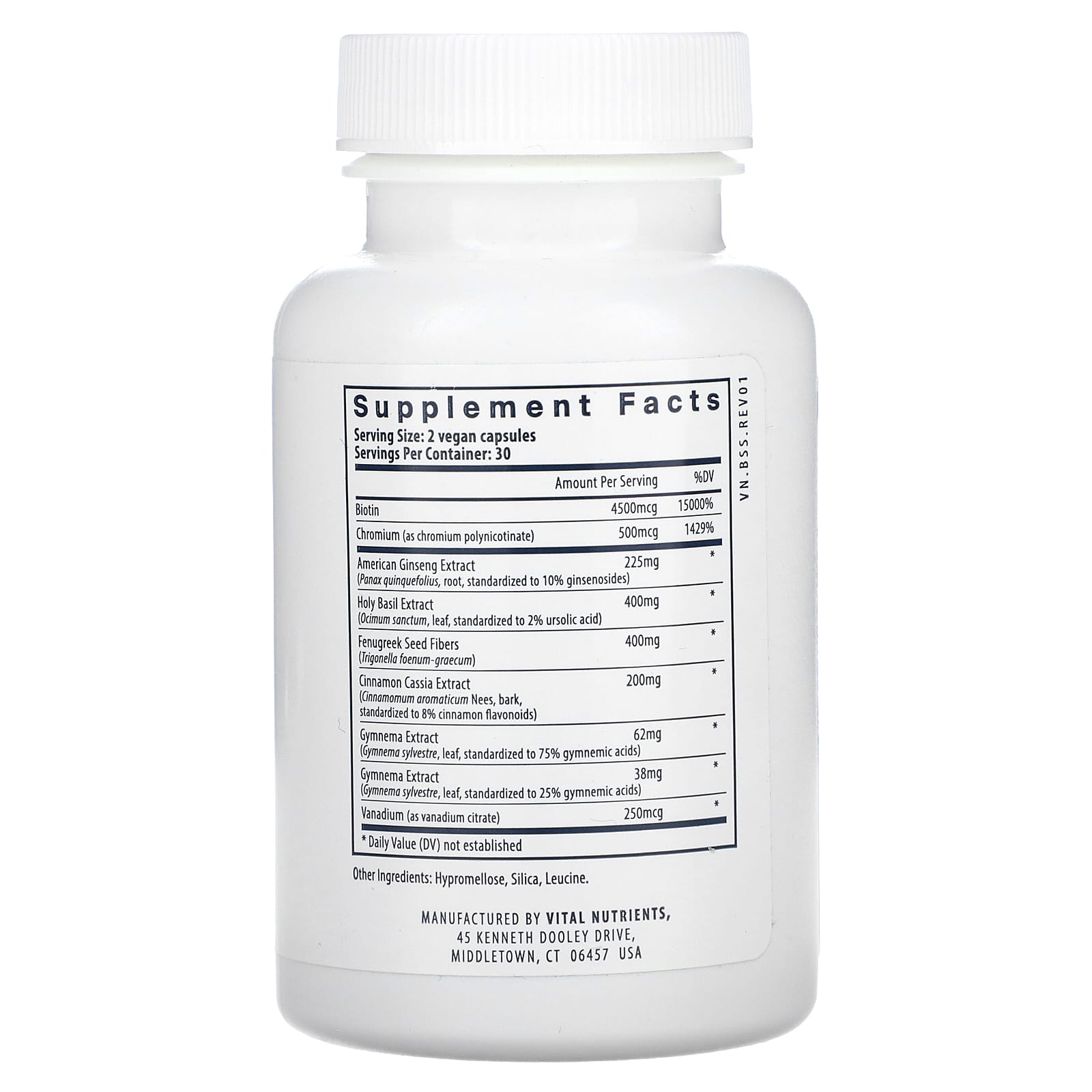 Vital Nutrients, Blood Sugar Support, 60 Vegan Capsules - Image 2