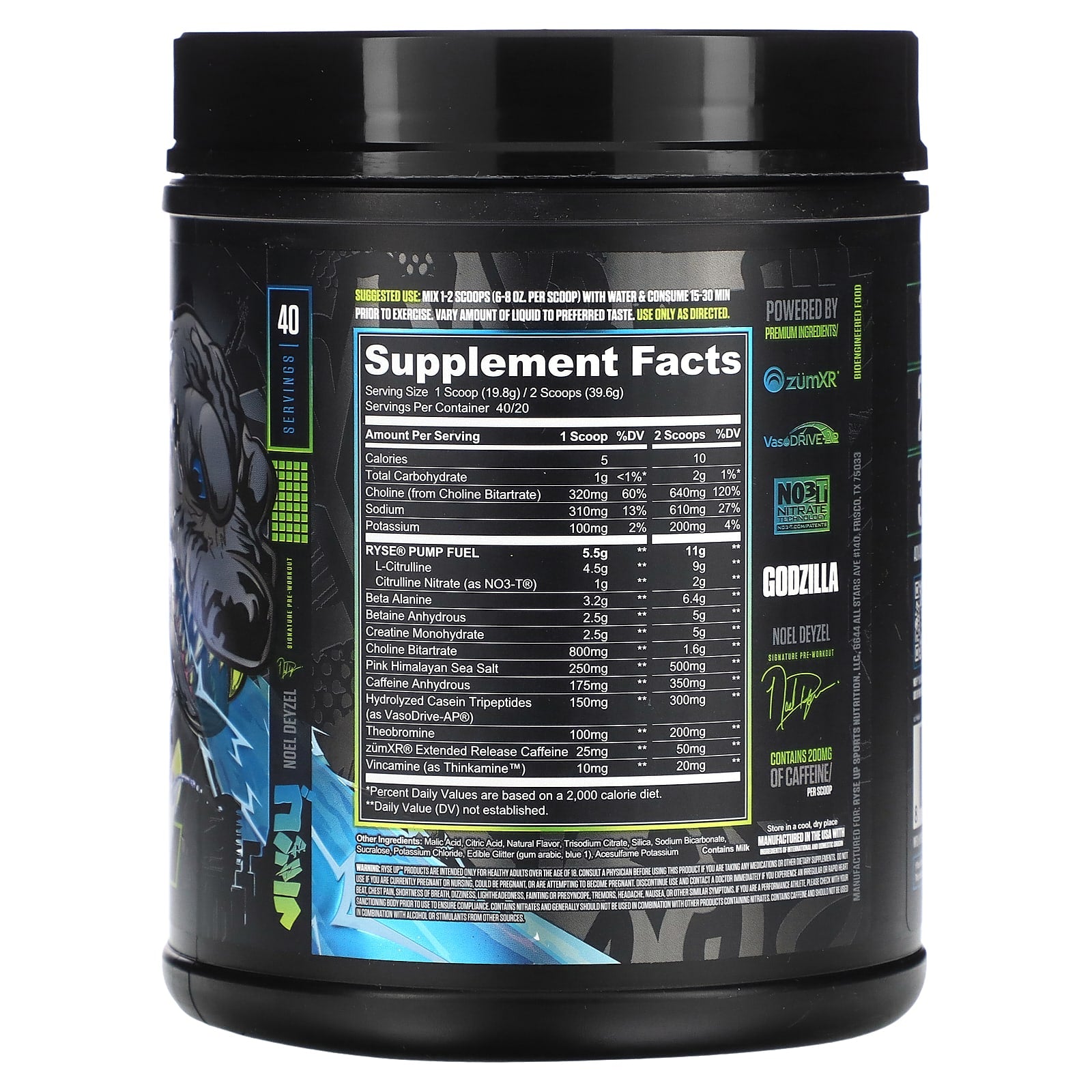 RYSE, Godzilla, Pre-Workout, Monsterberry Lime, 1.74 lb (792 g) - Image 2