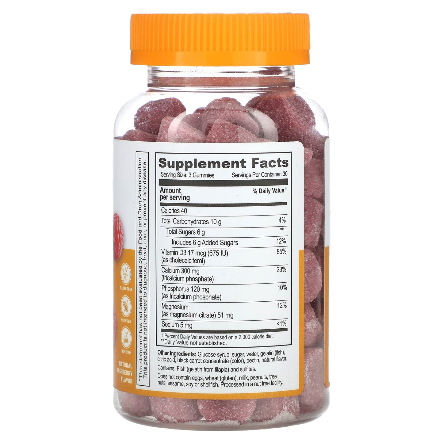 Lifeable, Calcium Magnesium + Vitamin D3 Gummies, Natural Raspberry, 90 Gummies - Image 2