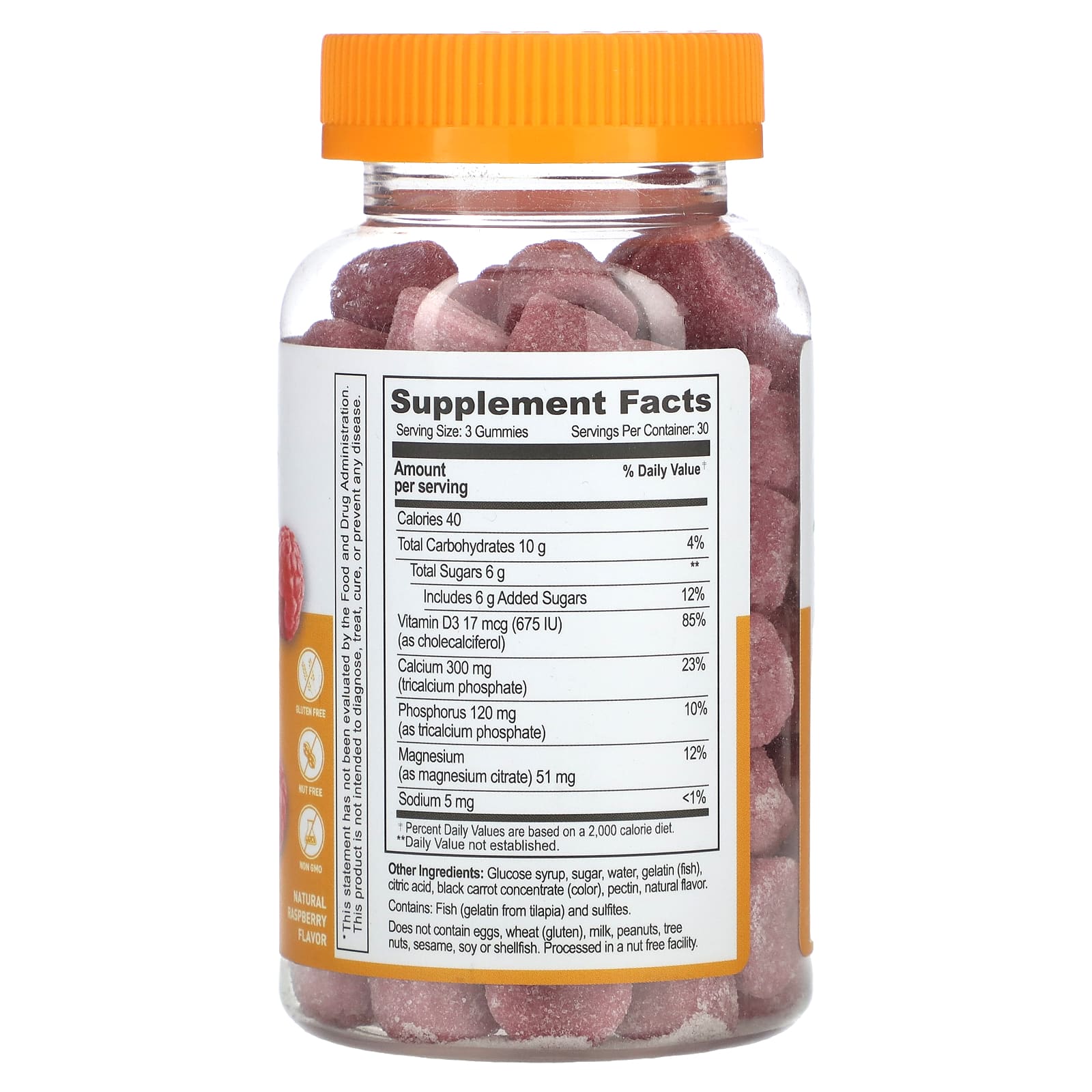 Lifeable, Calcium Magnesium + Vitamin D3 Gummies, Natural Raspberry, 90 Gummies - Image 2