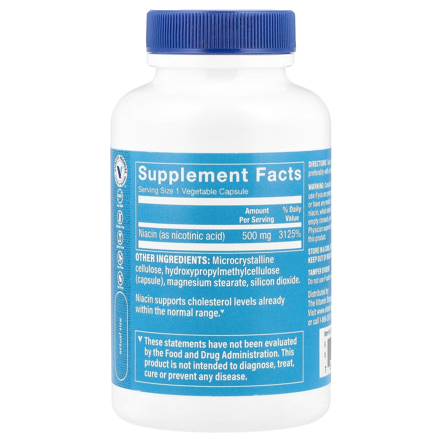 The Vitamin Shoppe, Niacin, 500 mg , 100 Vegetable Capsules - Image 2