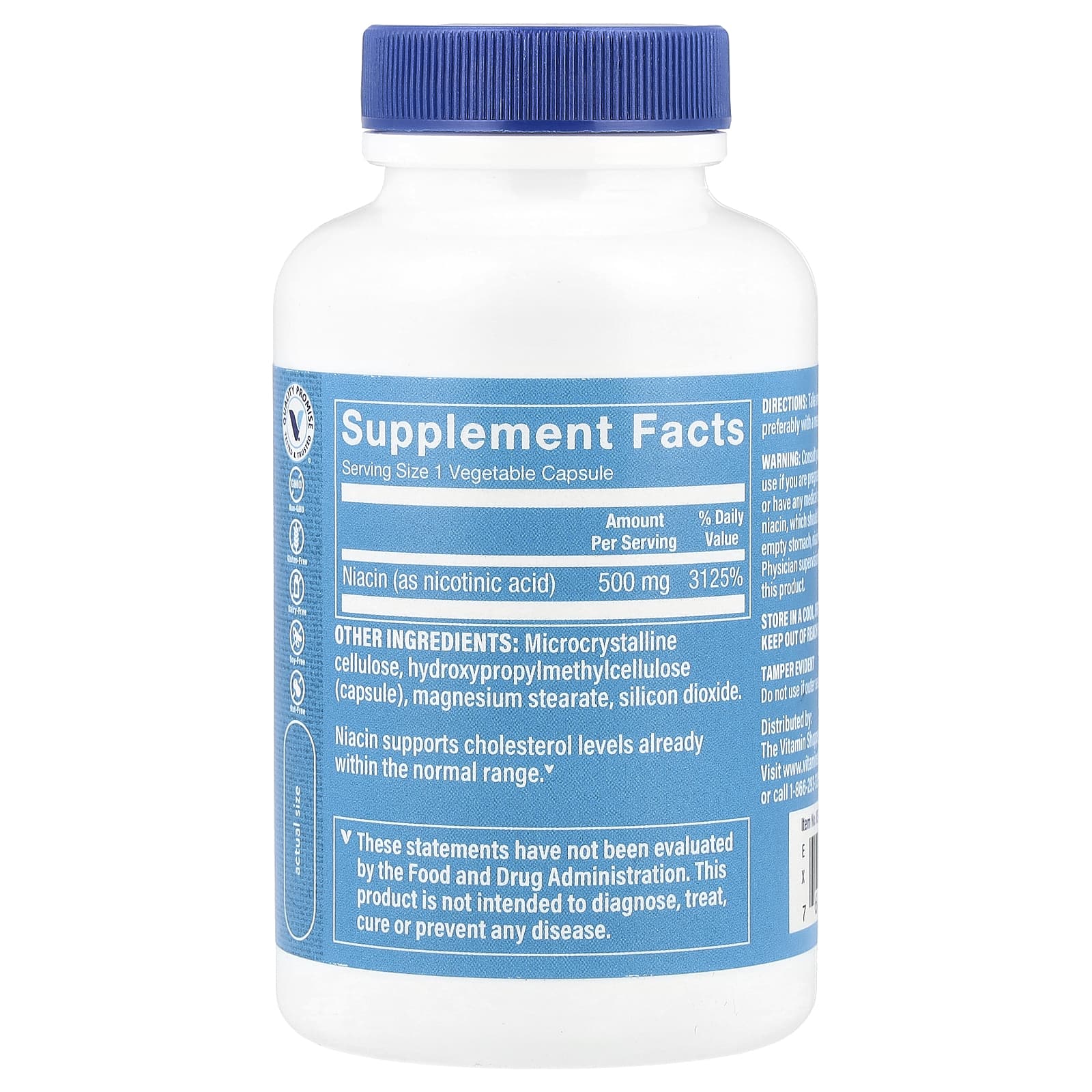 The Vitamin Shoppe, Niacin, 500 mg , 100 Vegetable Capsules - Image 2