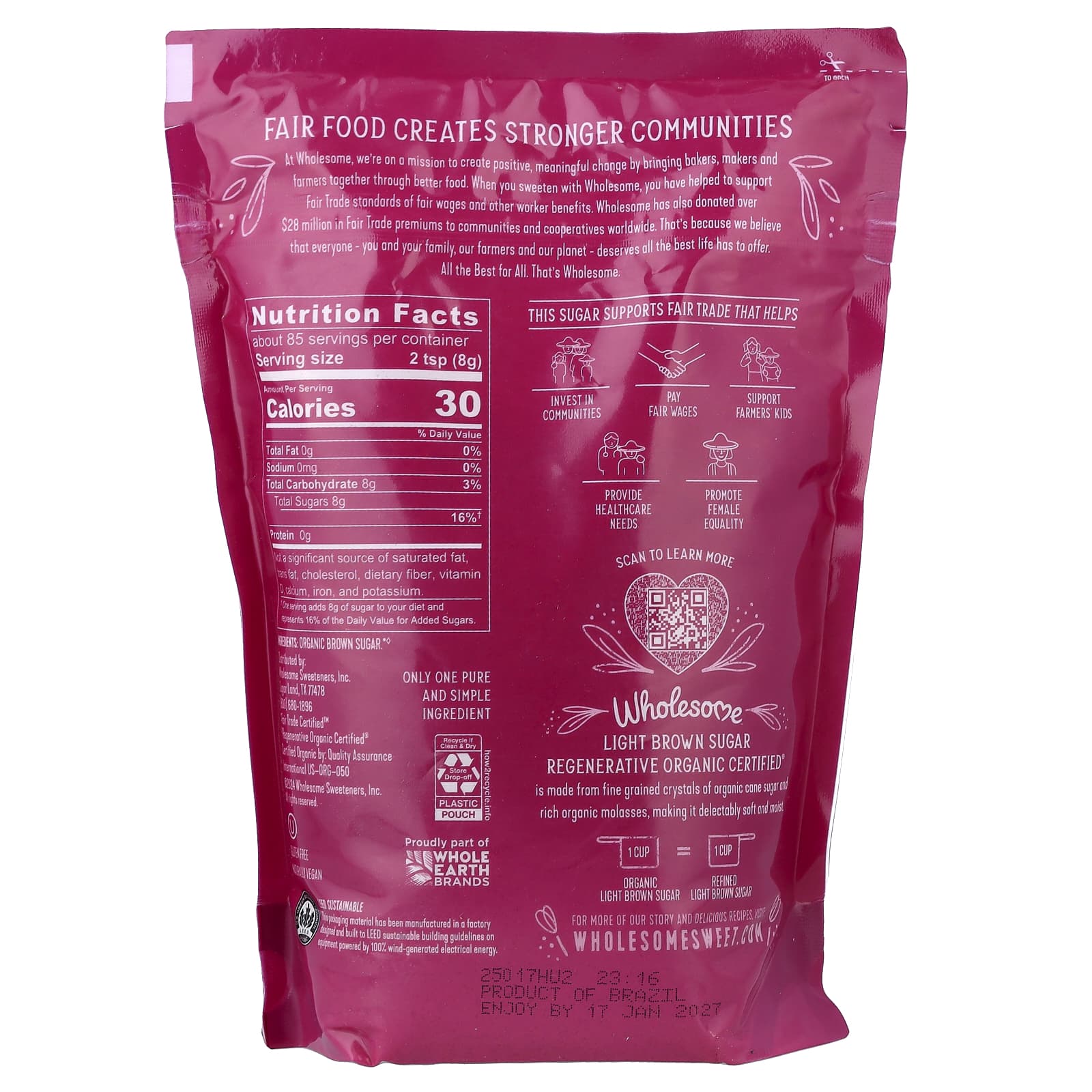 Wholesome Sweeteners, Organic Light Brown Sugar, 24 oz (680 g) - Image 2