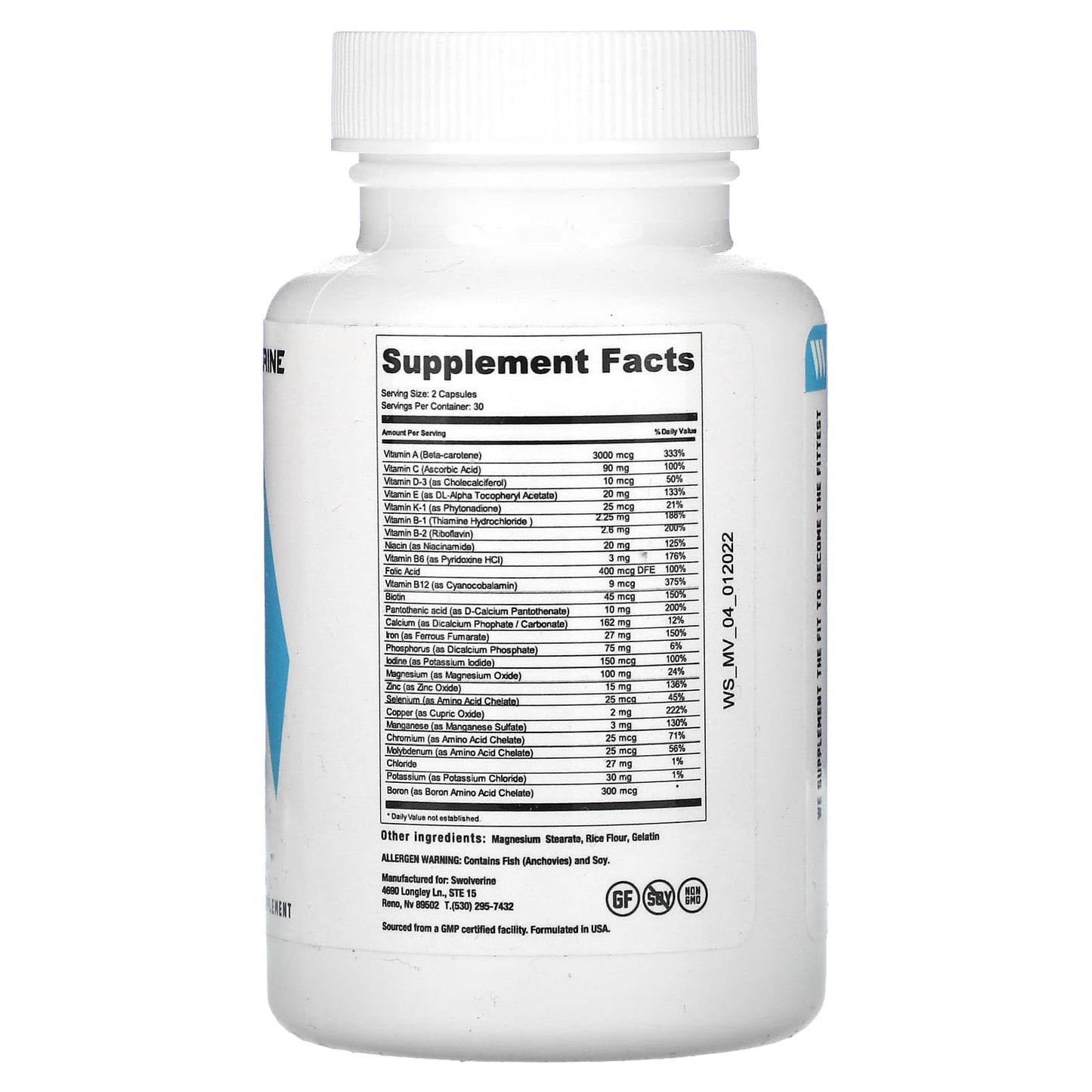 Swolverine, Multivitamin, 60 Capsules - Image 2