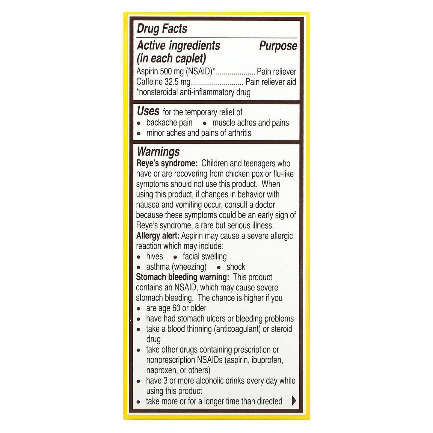Bayer Back & Body Pain Reliever, 500mg, 50 Coated Caplets for Fast Relief - Image 2
