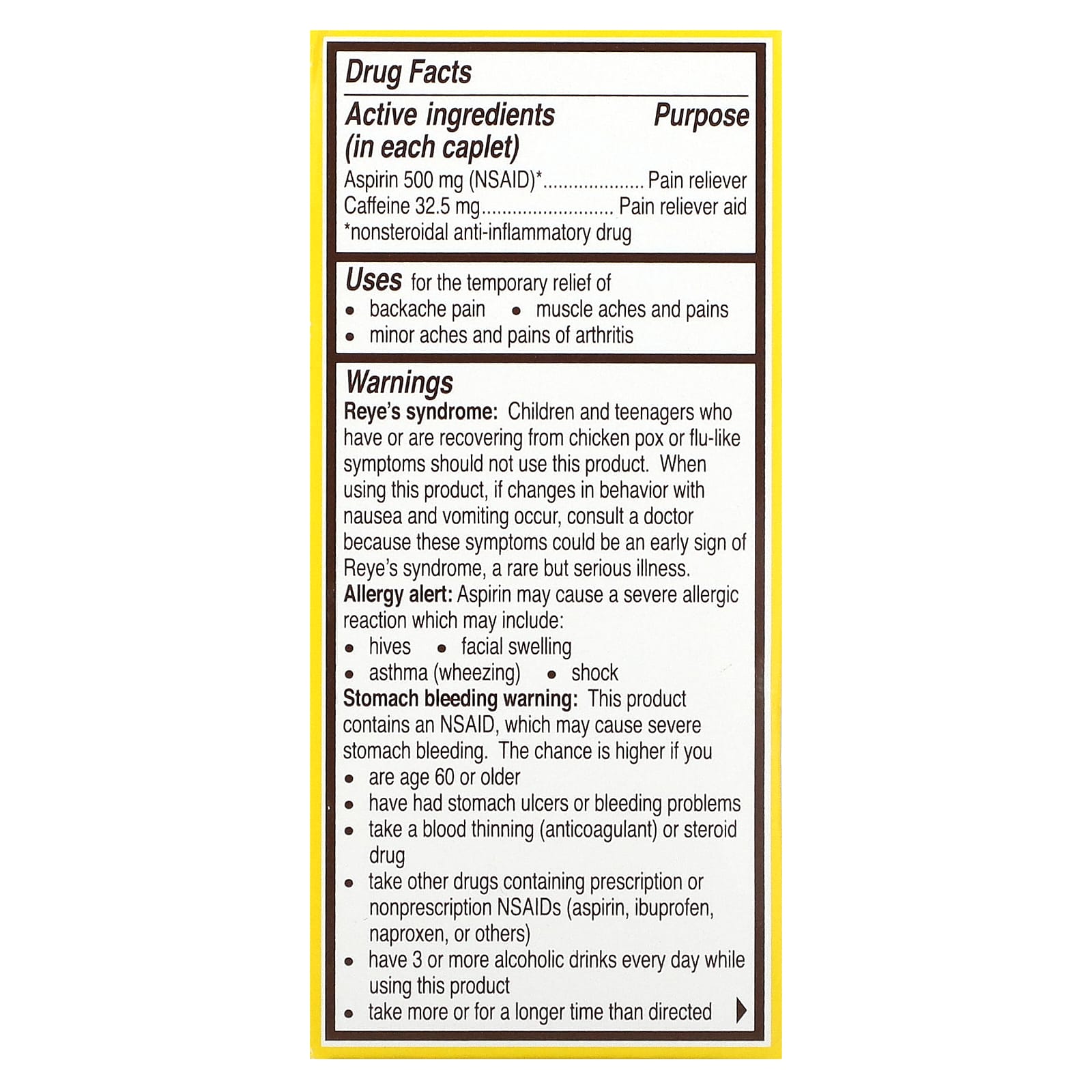 Bayer Back & Body Pain Reliever, 500mg, 50 Coated Caplets for Fast Relief - Image 2