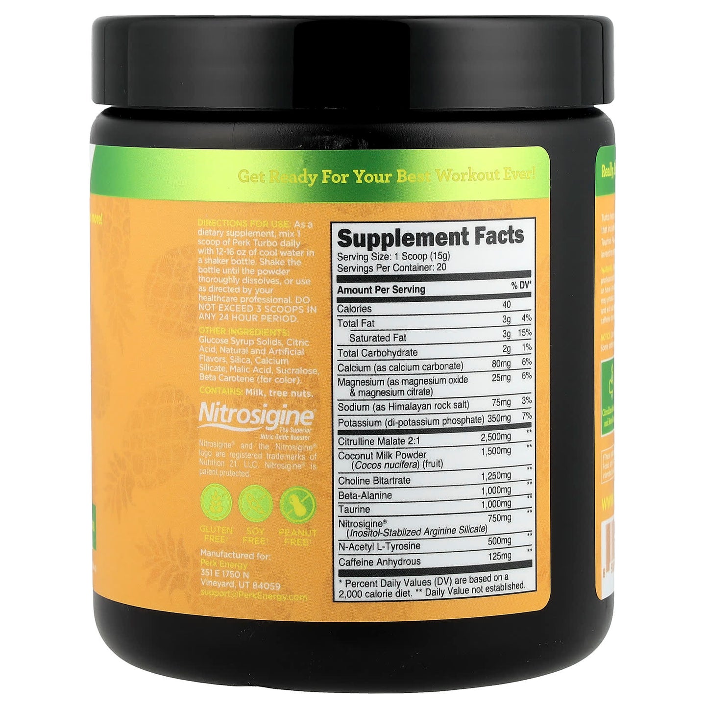 Perk Energy, Turbo, Pre-Workout, Pineapple Whip, 10.9 oz (304 g) - Image 2