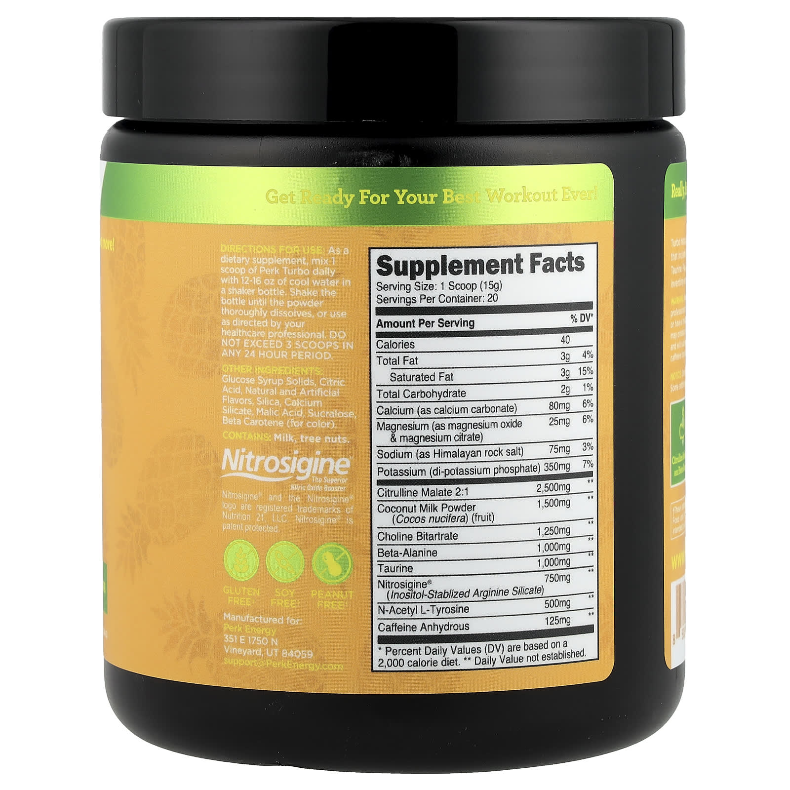 Perk Energy, Turbo, Pre-Workout, Pineapple Whip, 10.9 oz (304 g) - Image 2