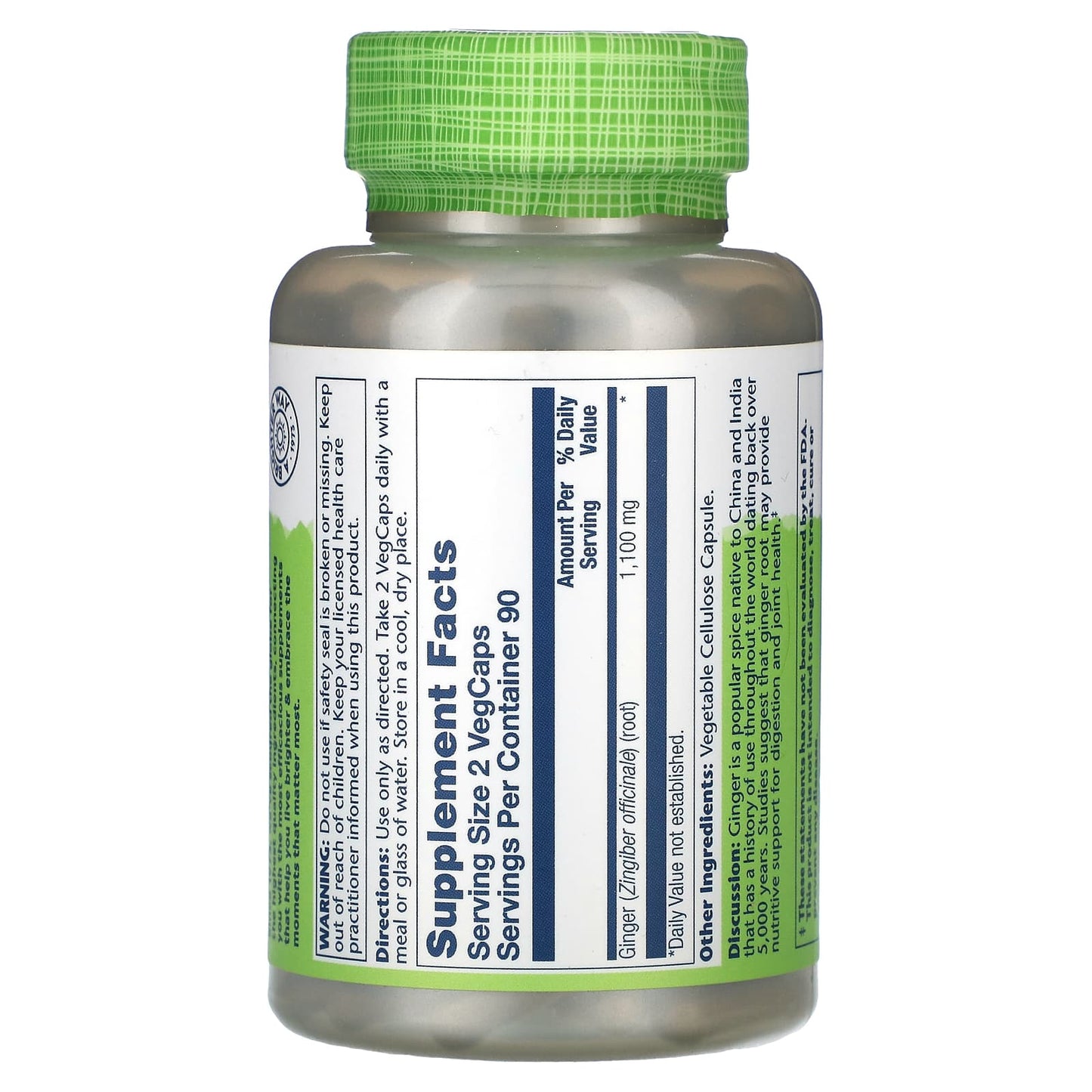Solaray, True Herbs, Ginger, 1,100 mg, 180 VegCaps (550 mg per Capsule) - Image 2