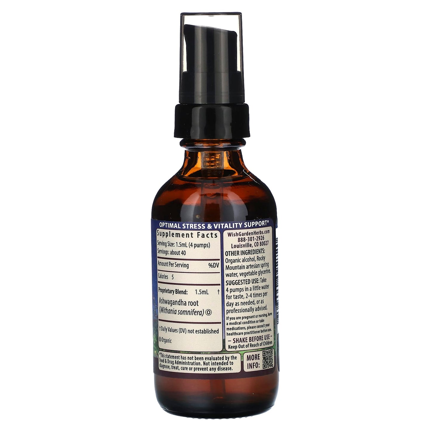 WishGarden Herbs, Ashwagandha, 2 fl oz (59 ml) - Image 2