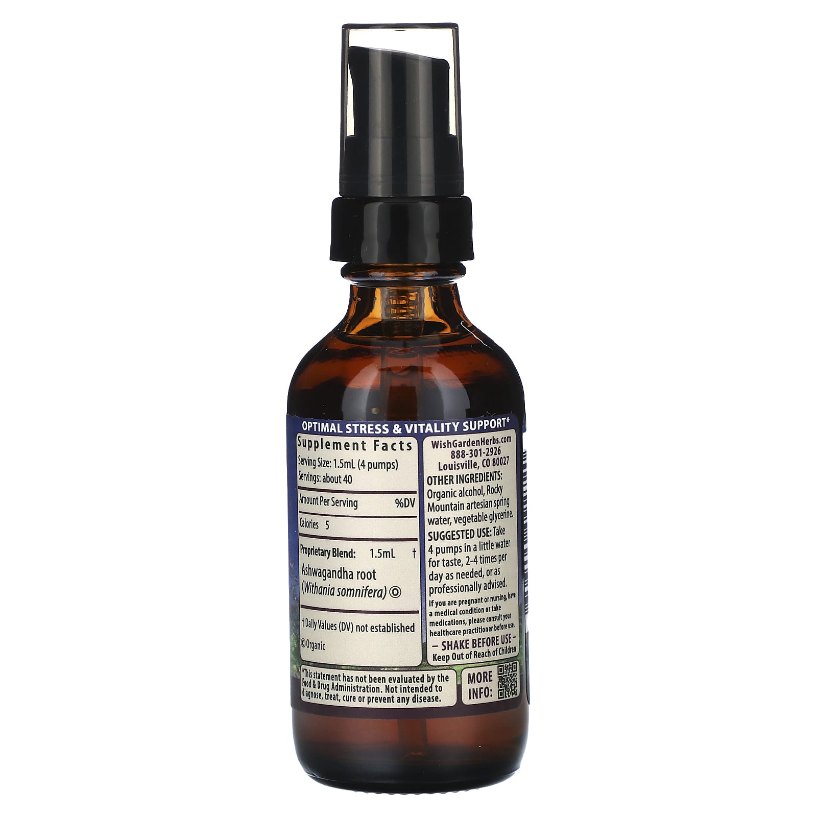 WishGarden Herbs, Ashwagandha, 2 fl oz (59 ml) - Image 2