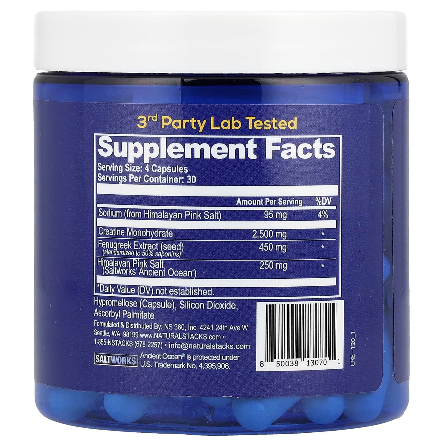 Natural Stacks, Creatine+, 120 Vegan Capsules - Image 2